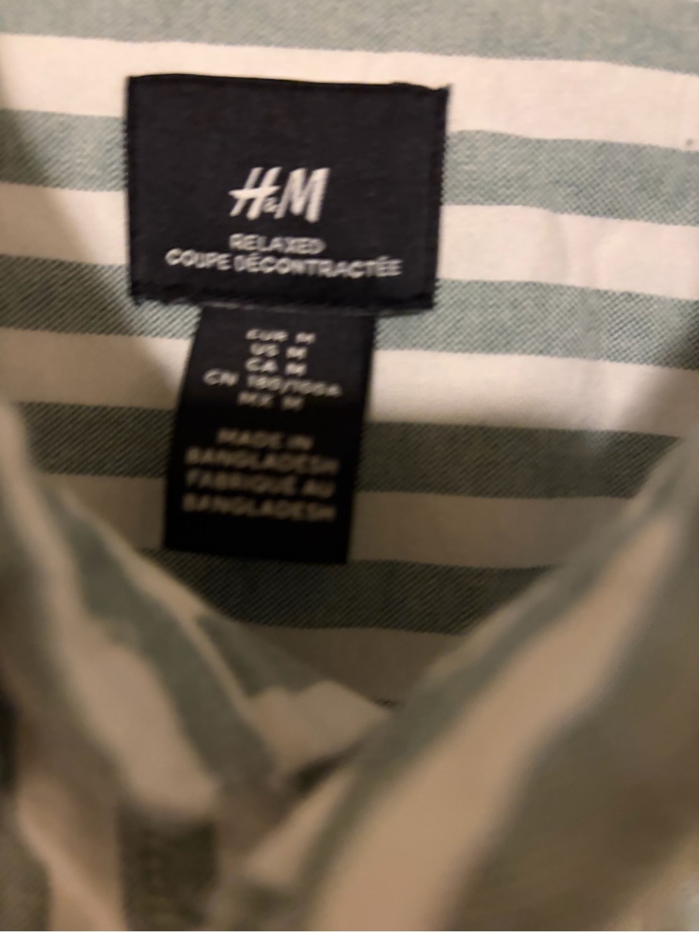 H&M Relaxed-Style Striped Button-Down in Green and White